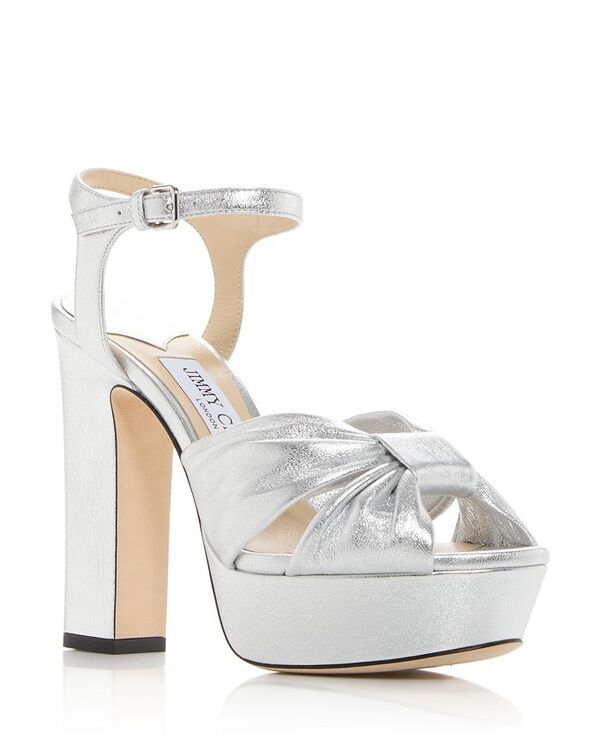 ジミーチュー レディース シューズ サンダル プラットフォーム ヒール Jimmy Choo Womens Heloise 120 Snake Embossed High Block Heel Platform Sandals Silver シルバー