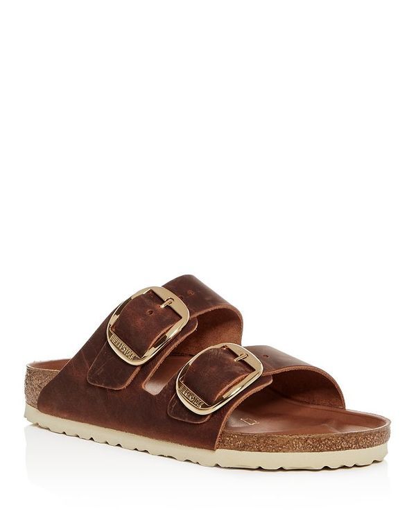 ビルケンシュトック レディース シューズ サンダル Birkenstock Womens Arizona Big Buckle Slide Sandals Cognac Brown LeatherGold ブラウン