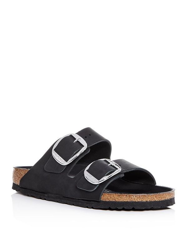 ビルケンシュトック レディース シューズ サンダル Birkenstock Womens Arizona Big Buckle Slide Sandals Black LeatherSilver ブラック