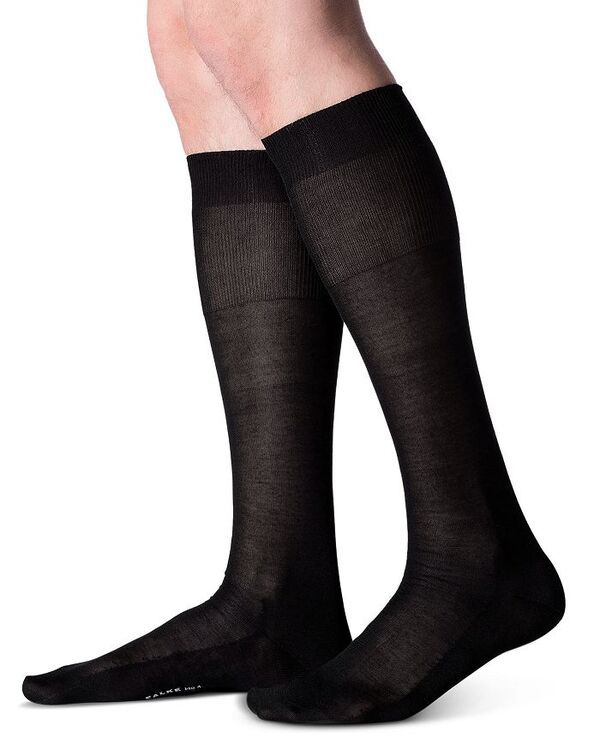 ファルケ メンズ トップス ワンピース ナイロン シルク Falke No 4 Silk Nylon Knee High Dress Socks Black ブラック