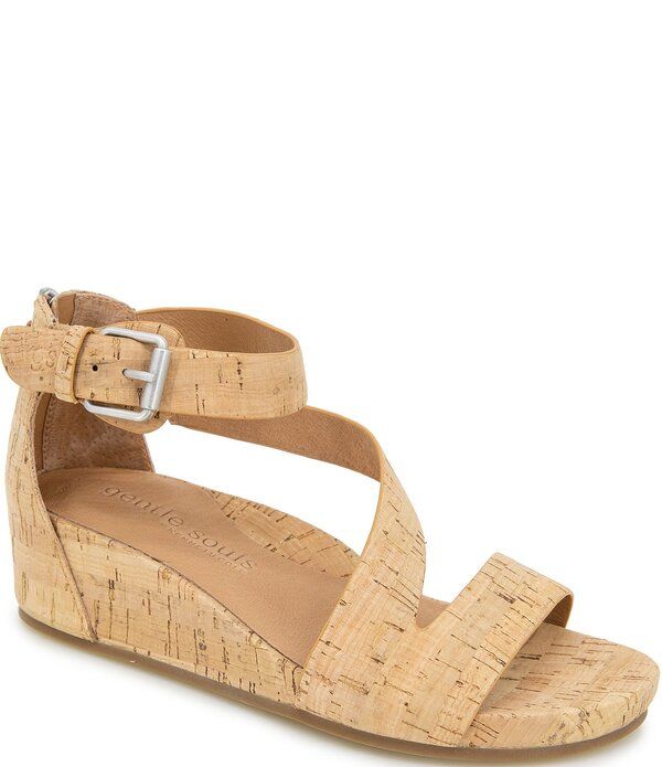 ジェントルソウルズ レディース シューズ サンダル アシンメトリー Gentle Souls Gwen Cork Asymmetric Strap Wedge Sandals Natural