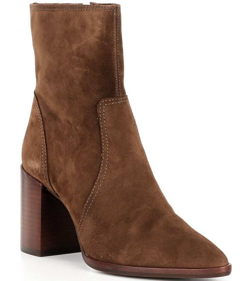 ジャンビニ レディース シューズ ブーツ・レインブーツ スエード ブーツ ヒール Gianni Bini Darnold Suede Block Heel Booties Toasted Graham
