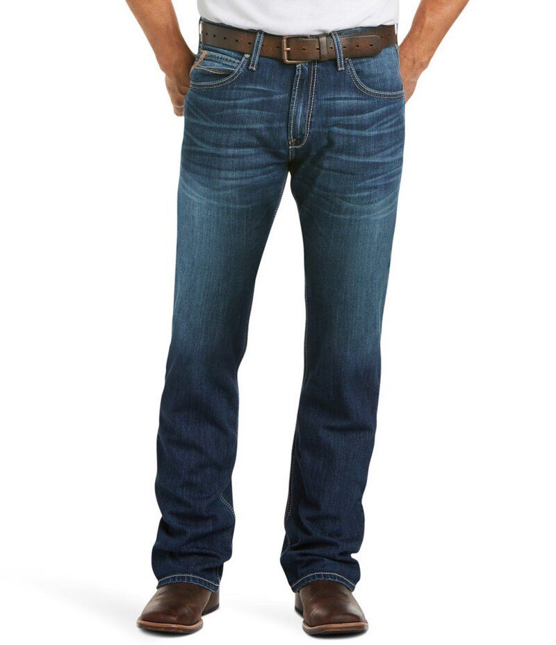 アリアト メンズ ボトムス デニムパンツ リラックスフィット ブーツカット ブーツ ジーンズ Ariat M4 Bragg Relaxed Fit Stackable Bootcut Jeans Blue ブルー
