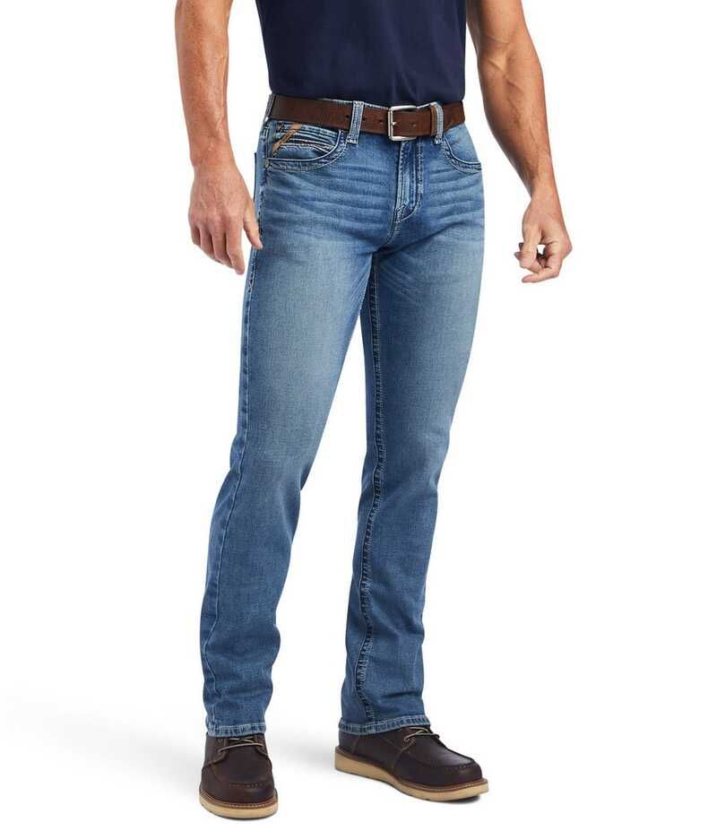 アリアト メンズ ボトムス デニムパンツ スリムフィット ストレート ジーンズ Ariat M7 Wessley Slim Fit Straight Leg Jeans Blue ブルー