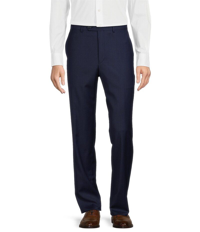 ヒッキーフリーマン メンズ ボトムス カジュアルパンツ パンツ Hickey Freeman Classic Fit Flat Front Solid Dress Pants Blue ブルー