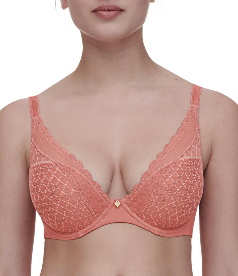 シャントル レディース アンダーウェア ブラジャー Tシャツ シアー レース Chantelle Norah Chic Sheer Lace Detail Convertible Plunge TShirt Bra Rose