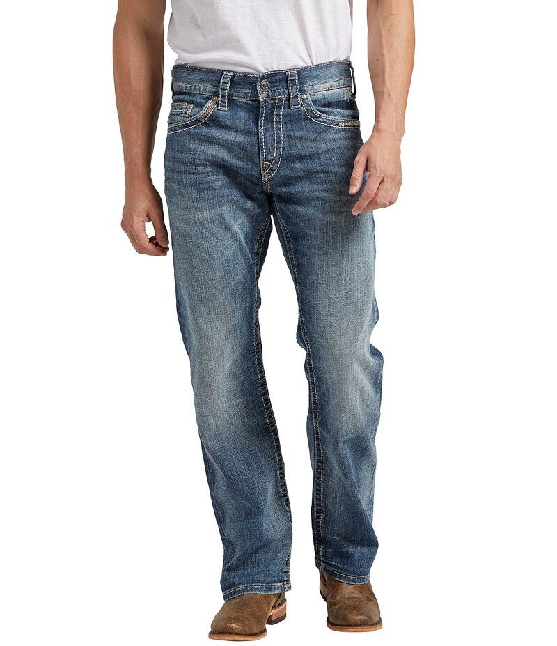 シルバー ジーンズ メンズ ボトムス デニムパンツ リラックスフィット ストレート デニム Silver Jeans Co Zac Relaxed Fit Straight Leg Dusted Denim Jeans Indigo インディゴ
