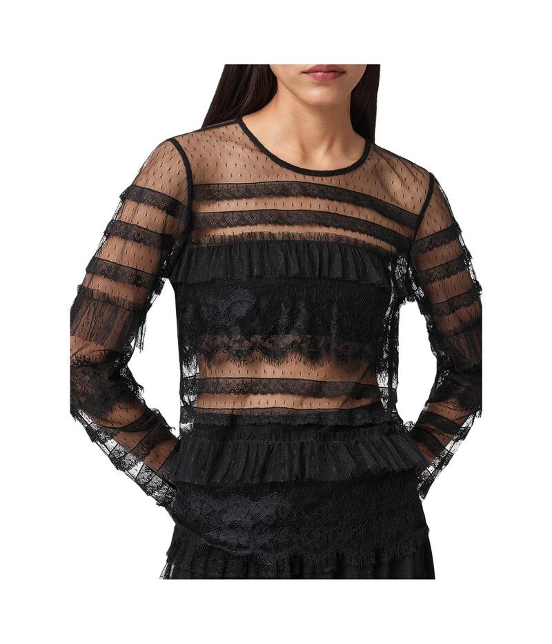 オールセインツ レディース トップス シャツ チュール AllSaints Arlea Tulle Top Black ブラック