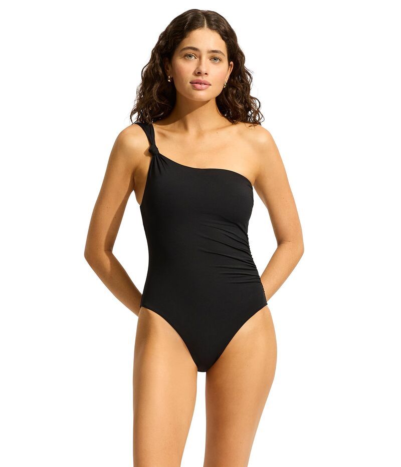 シーフォリー レディース 水着 上下セット Seafolly Ecollective One Shoulder OnePiece Black ブラック