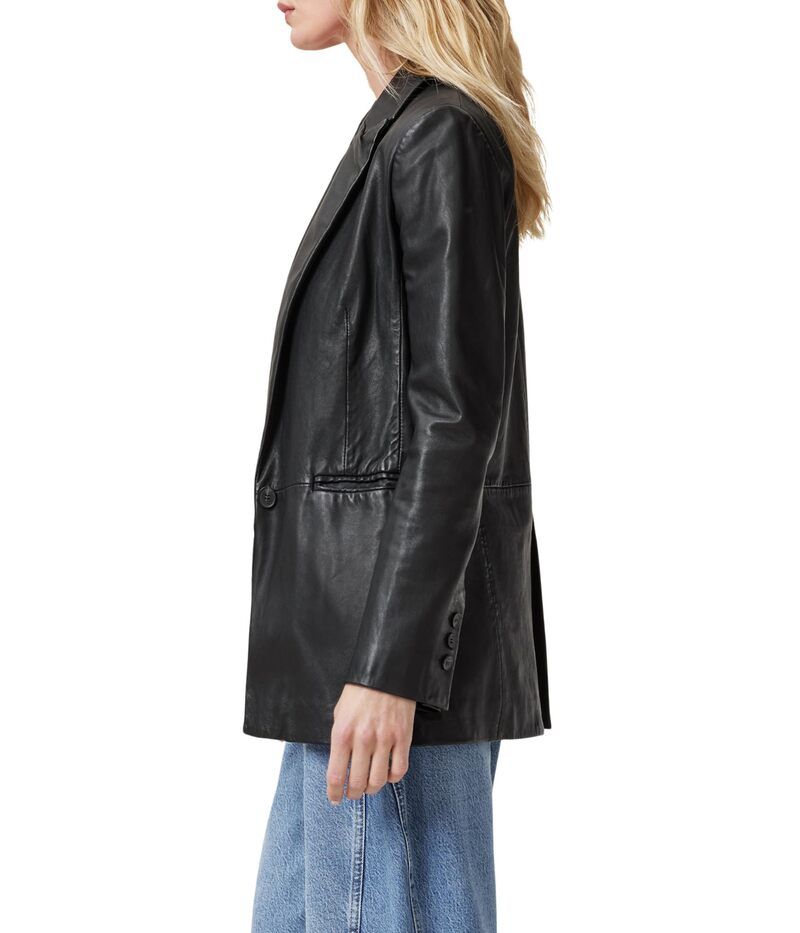 オールセインツ レディース アウター コート ブレザー レザー AllSaints Deri Leather Blazer Black ブラック