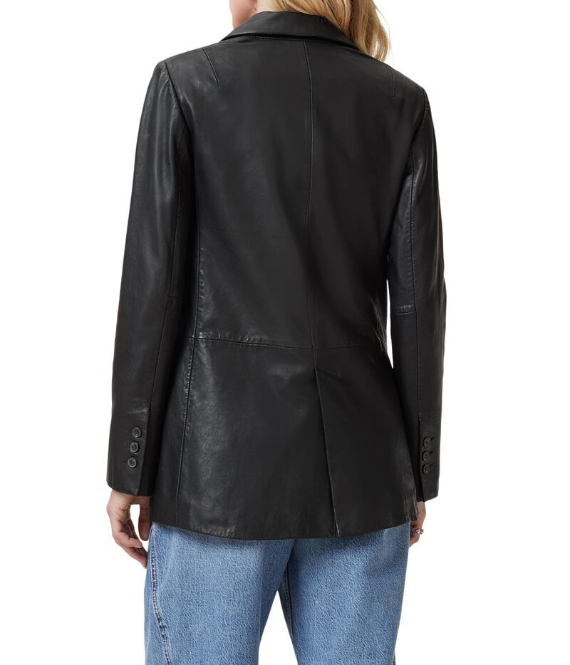 オールセインツ レディース アウター コート ブレザー レザー AllSaints Deri Leather Blazer Black ブラック