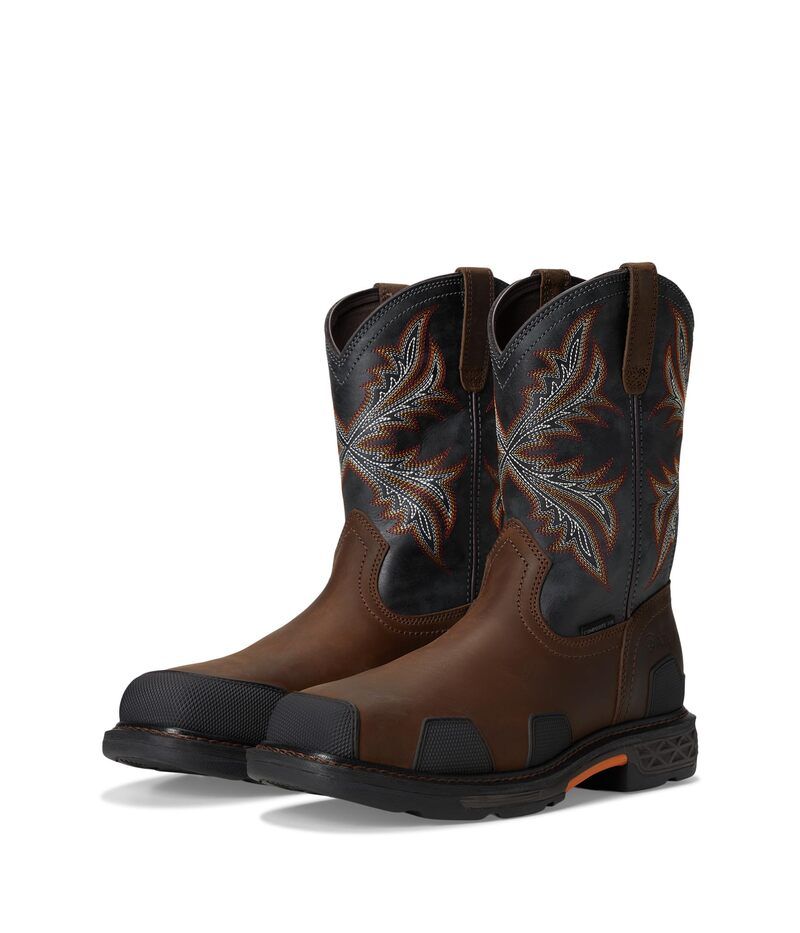 アリアト メンズ シューズ ブーツ・レインブーツ Ariat OverDrive Wide Square Toe Composite Toe Work Boots BrownRough Sto ブラウン