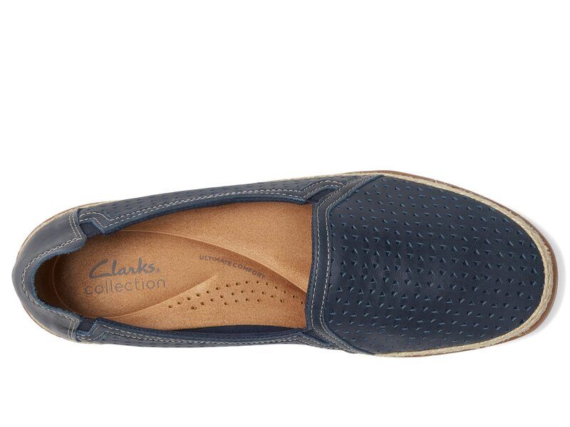 クラークス レディース シューズ スリッポン・ローファー Clarks Elaina Ruby Navy Leather ネイビー