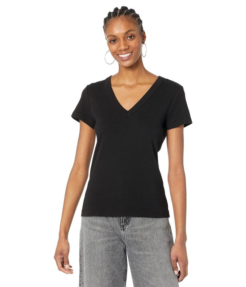 マイケルスターズ レディース トップス シャツ Vネック コットン Michael Stars Nikki 1X1 Cotton Short Sleeve VNeck Tee Black ブラック