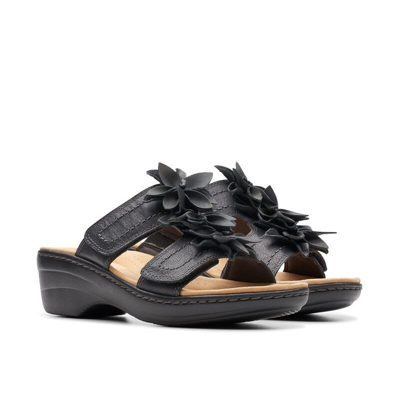 クラークス レディース シューズ ヒール Clarks Merliah Raelyn Black Leather ブラック