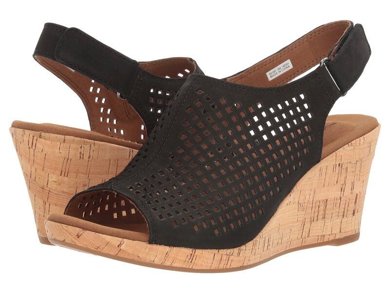 ロックポート レディース シューズ ヒール Rockport Briah Perf Sling Black Nubuck ブラック