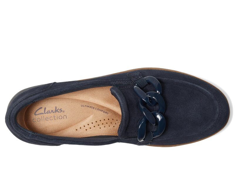クラークス レディース シューズ スリッポン・ローファー Clarks Zylah May Navy Suede ネイビー