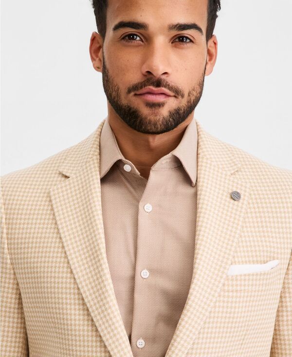 テッドベーカー メンズ アウター ジャケット・ブルゾン ミニ ブレザー Ted Baker Mens Tan Mini Check ModernFit Blazer TANBEIGE タン