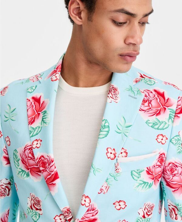 タリア メンズ アウター ジャケット・ブルゾン ブレザー リネン Tallia MenslimFit LinenBlend Patterned Blazer Bluepink ブルー