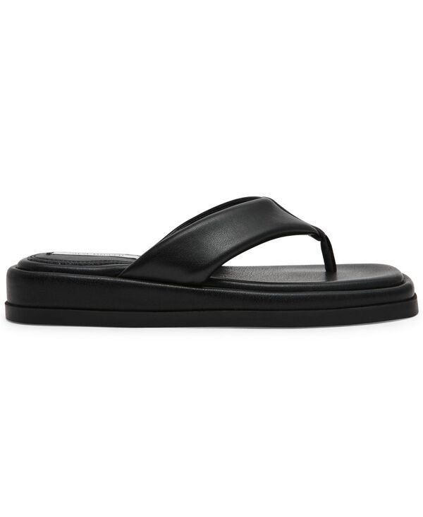スティーブ マデン レディース シューズ スリッポン・ローファー サンダル Steve Madden Womens Bella Flatform SlipOn Thong Sandals Black Leather ブラック