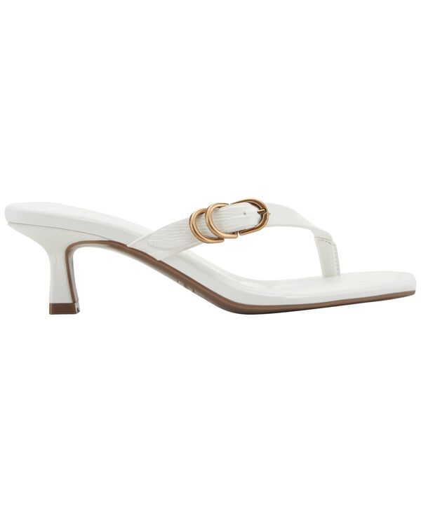 マークフィッシャー レディース シューズ スリッポン・ローファー サンダル ヒール Marc Fisher Womens Calais Buckle SlipOn Kitten Heel Dressandals White ホワイト