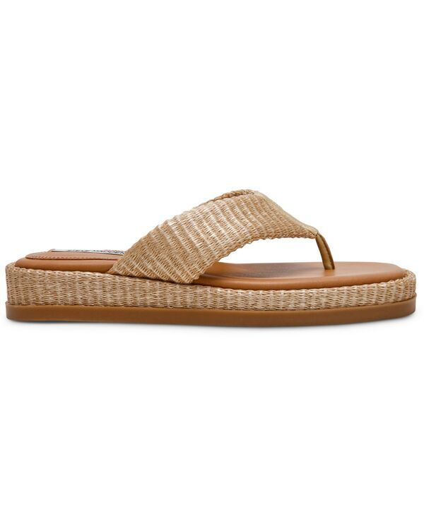 スティーブ マデン レディース シューズ スリッポン・ローファー サンダル Steve Madden Womens Bella Flatform SlipOn Thong Sandals Gold Raffia ゴールド