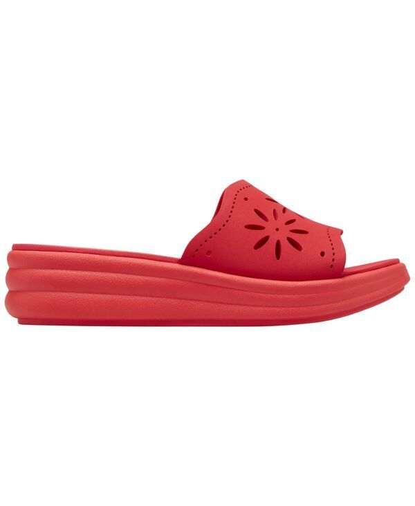 クラークス レディース シューズ スリッポン・ローファー フラワー柄 サンダル フラワー Clarks Womens Drift Floral SlipOn Wedge Sandals Poppy Red レッド