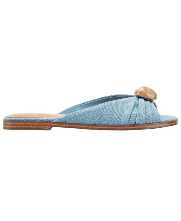マーク・フィッシャー レディース シューズ スリッポン・ローファー ギャザー サンダル Marc Fisher LTD Womens Dalani Ornamented Ruched Flat SlipOn Sandals Blue Denim デニム