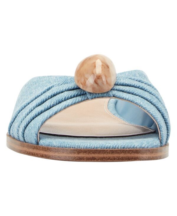マーク・フィッシャー レディース シューズ スリッポン・ローファー ギャザー サンダル Marc Fisher LTD Womens Dalani Ornamented Ruched Flat SlipOn Sandals Blue Denim デニム