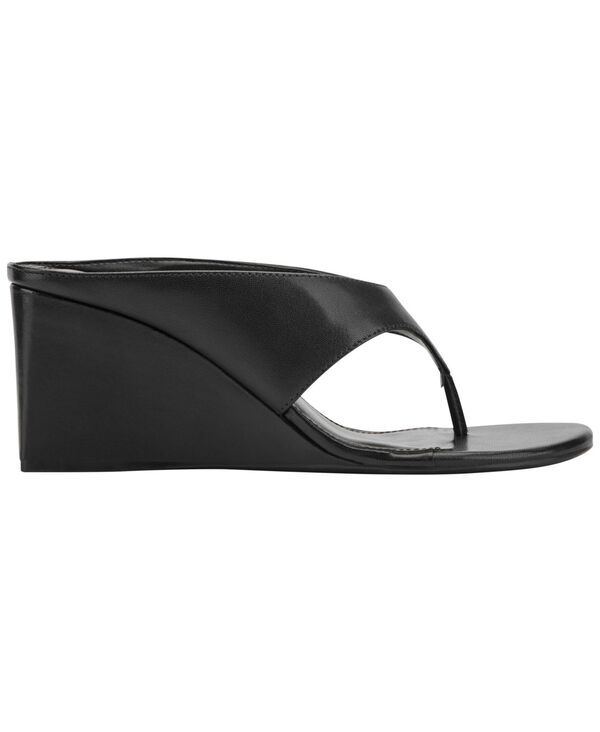 マーク・フィッシャー レディース シューズ スリッポン・ローファー サンダル Marc Fisher LTD Womens Udena SlipOn Wedge Dressandals Black Leather ブラック