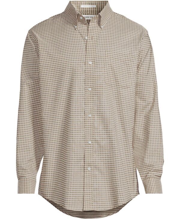 ランズエンド メンズ トップス シャツ オックスフォード コットン Lands End Mens No Iron Supima Cotton Oxfordresshirt Desertan plaid タン