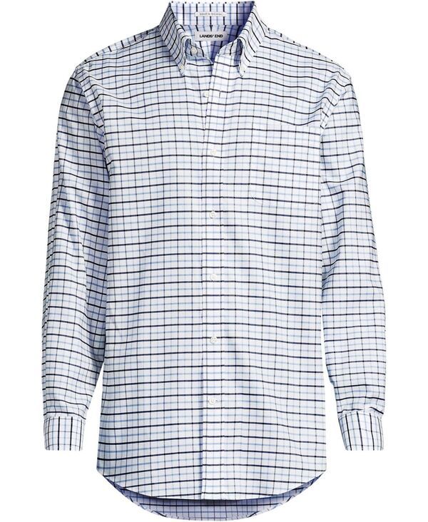 ランズエンド メンズ トップス シャツ オックスフォード コットン Lands End Mens No Iron Supima Cotton Oxfordresshirt Oasis bluenavy plaid ネイビー