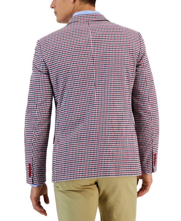 ナウティカ メンズ アウター ジャケット・ブルゾン ブレザー Nautica Mens ModernFit Seersucker Blazered Check レッド