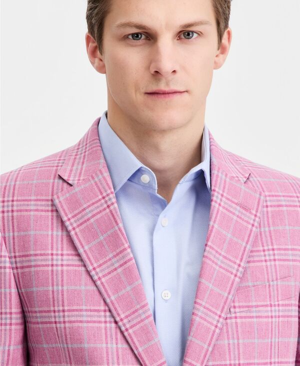 ナウティカ メンズ アウター ジャケット・ブルゾン プリント コットン コート リネン Nautica Mens Cotton Linen Printed ModernFit Sport Coat Pink Plaid ピンク