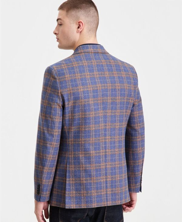 ナウティカ メンズ アウター ジャケット・ブルゾン プリント コットン コート リネン Nautica Mens Cotton Linen Printed ModernFit Sport Coat Blue Brown Window ブルー