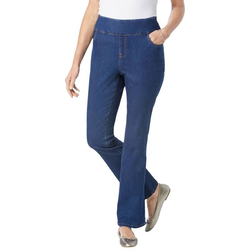 ウーマン ウィズイン レディース ボトムス デニムパンツ ブーツカット プラスサイズ ブーツ ジーンズ Woman Within Plusize Flex PullOn Bootcut GapFree Stretch Denim Jeans Medium St