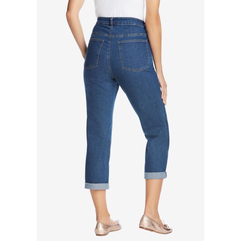 ウーマン ウィズイン レディース ボトムス デニムパンツ プラスサイズ ジーンズ Woman Within Plusize Stretch Denim FivePocket Girlfriend Jeans Medium Stonewash デニム