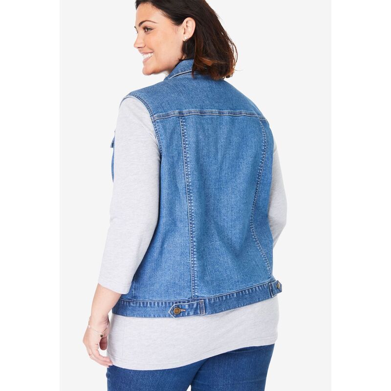 ウーマン ウィズイン レディース アウター ジャケット・ブルゾン プラスサイズ ベスト デニム Woman Within Plusize Stretch Denim Vest Light Stonewash デニム
