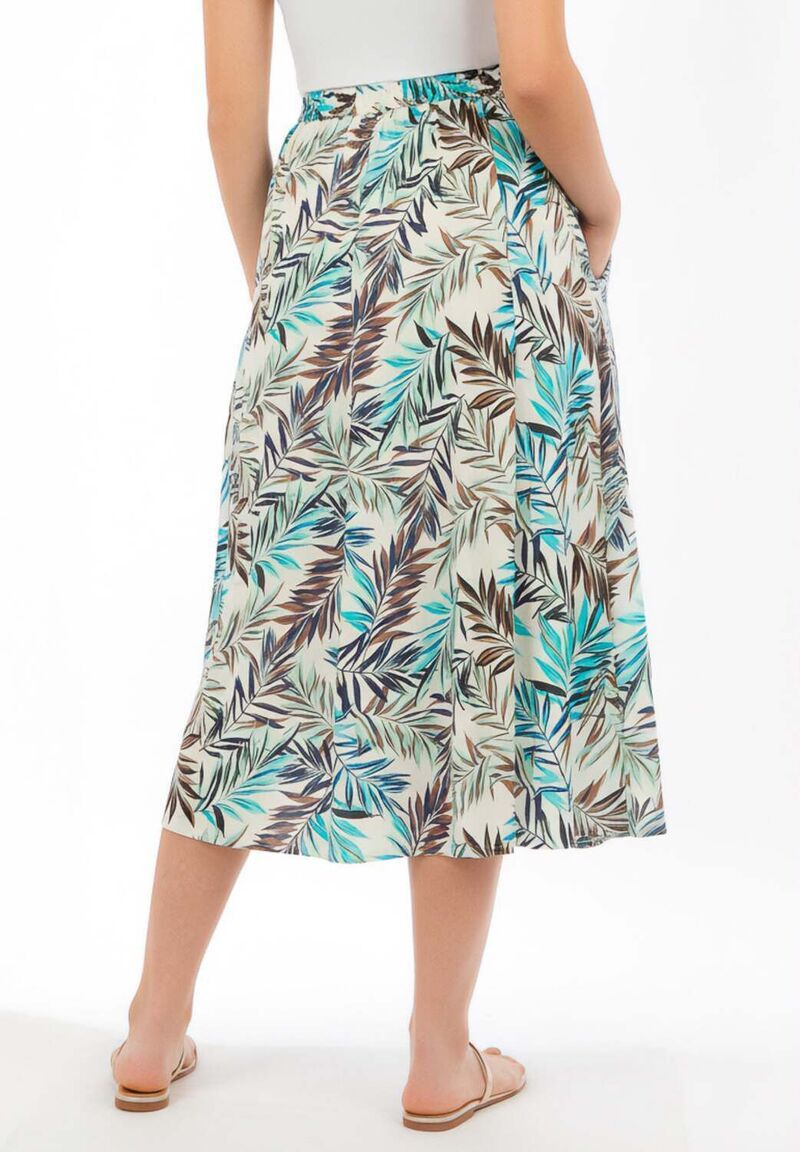 ウーマン ウィズイン レディース ボトムスカート プラスサイズ リネン Woman Within Plusize LinenBlend Skirt Navy Sunset Palm ネイビー