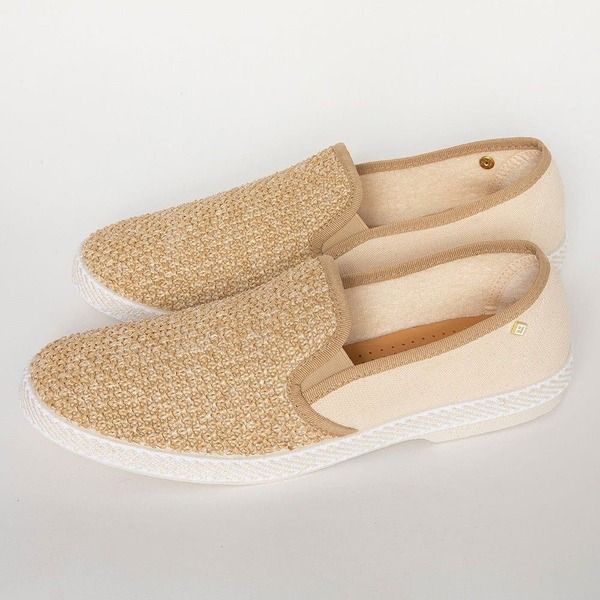 リビエラ レディース シューズ スリッポン・ローファー コットン Rivieras Classicotton Canvas Raffia SlipOn Loafer Ecru エクリュ