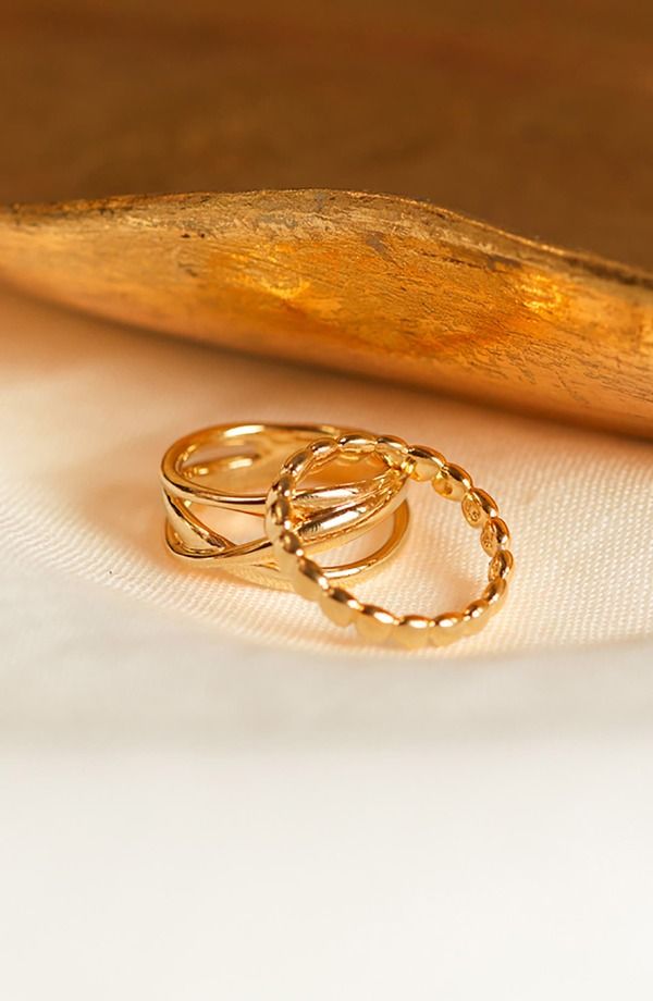 モニカヴィナダー レディース アクセサリー 指輪 Monica Vinader Nura Crossovering Yellow Gold イエロー