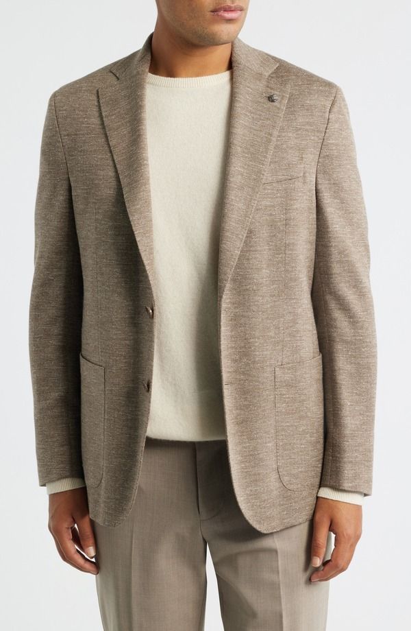ジャックビクター メンズ アウター ジャケット・ブルゾン ウール シルク コート ニット Jack Victor Hartford Tan Knit Wool Silk Blend Mlange Sport Coatan タン