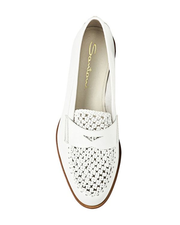 サントーニ レディース シューズ スリッポン・ローファー レザー Santoni Womens Leather Penny Loafer White ホワイト サントーニ レディース シューズ スリッポン・ローファー レザー Santoni Womens Leather Penny Loafer White ホワイト