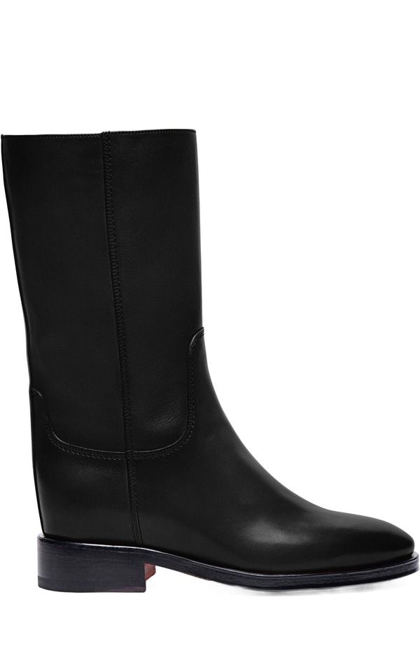 サントーニ レディース シューズ ブーツ・レインブーツ レザー フリース Santoni Womens Fleeces Black Leather Boot Black ブラック