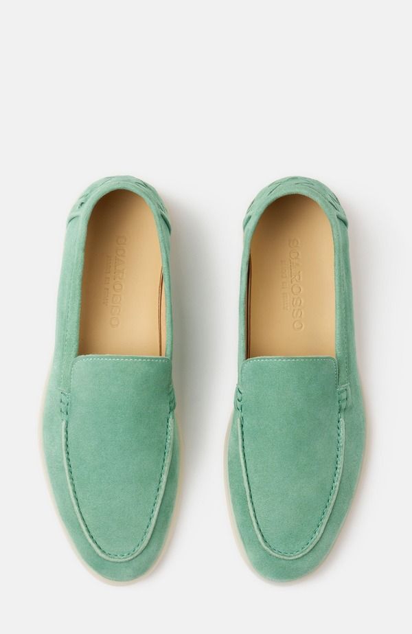 スカロッソ レディース シューズ スリッポン・ローファー SCAROSSO Ludovica Woven Loafers Jade Green Suede グリーン