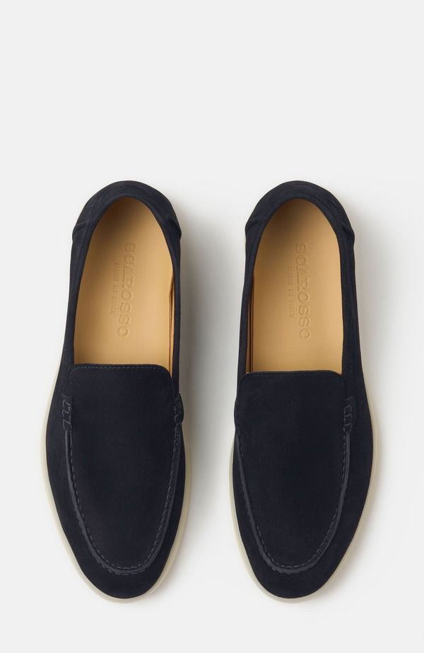 スカロッソ レディース シューズ スリッポン・ローファー SCAROSSO Ludovica Woven Loafers Blue Graphite Suede グラファイト