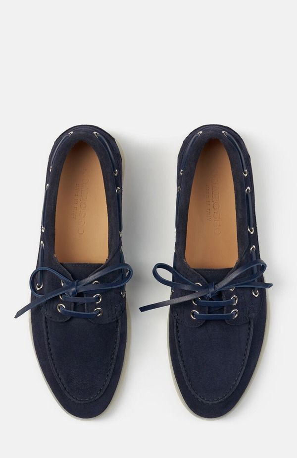 スカロッソ レディース シューズ スリッポン・ローファー SCAROSSO Lia Boat Shoes Blue Suede ブルー