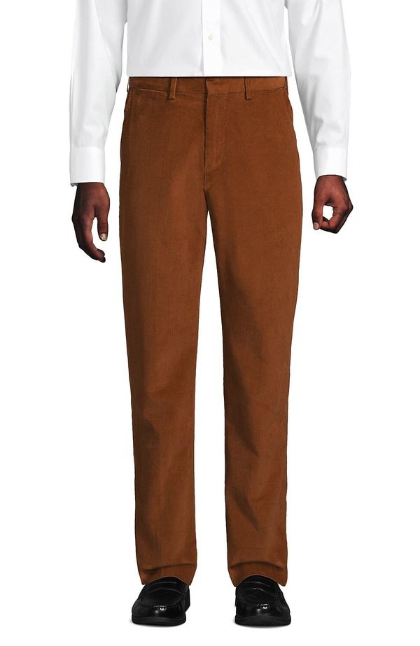 ランズエンド メンズ ボトムス カジュアルパンツ コーデュロイ Lands End Comfort Waistretch Fine Wale Corduroy Dress Pants Rich Ginger Brown ブラウン