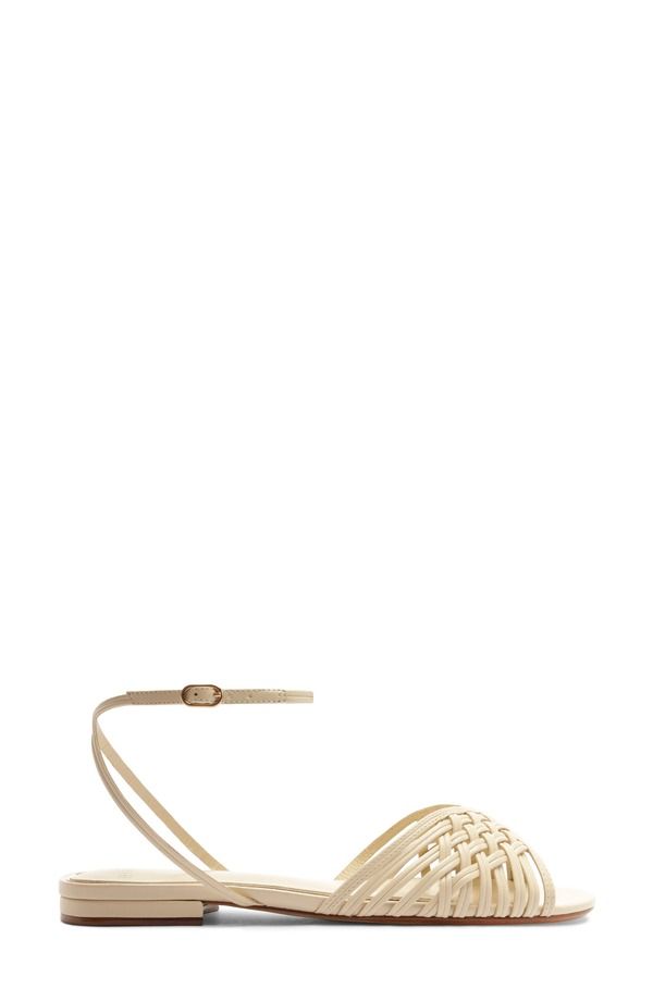 アレクサンドラバードマン レディース シューズ サンダル アンクル Alexandre Birman Lilian Woven Flat Ankle Strap Sandal Eggshell