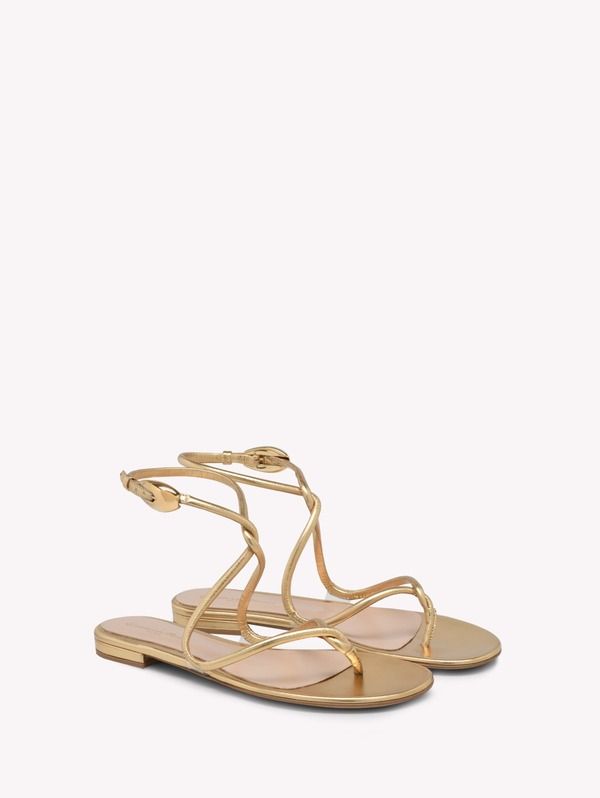 ジャンヴィト ロッシ レディース シューズ サンダル Gianvito Rossi Jungle Mamba Flat Sandals Metallic Gold Leather ゴールド